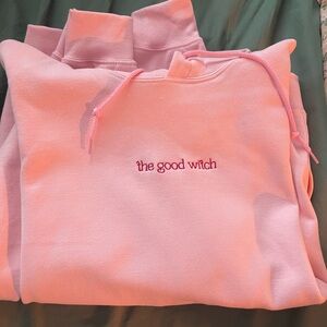 pink 'the good witch' embroidered hoodie